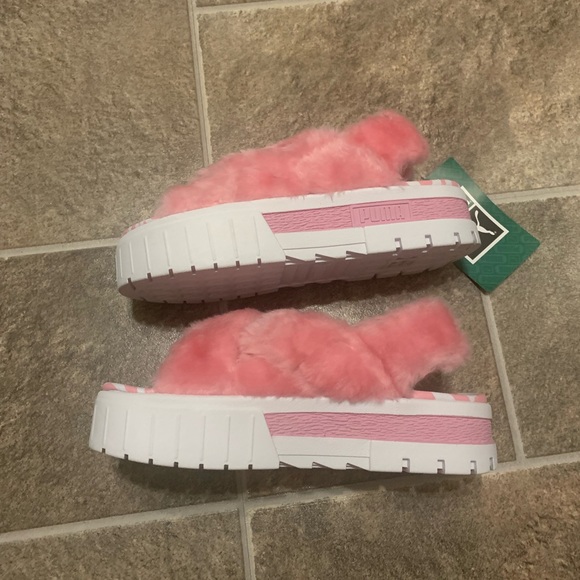 PUMA Baby Phat x Mayze Platform Sandal Pink White Fur Slip On Slide New - Picture 3 of 10